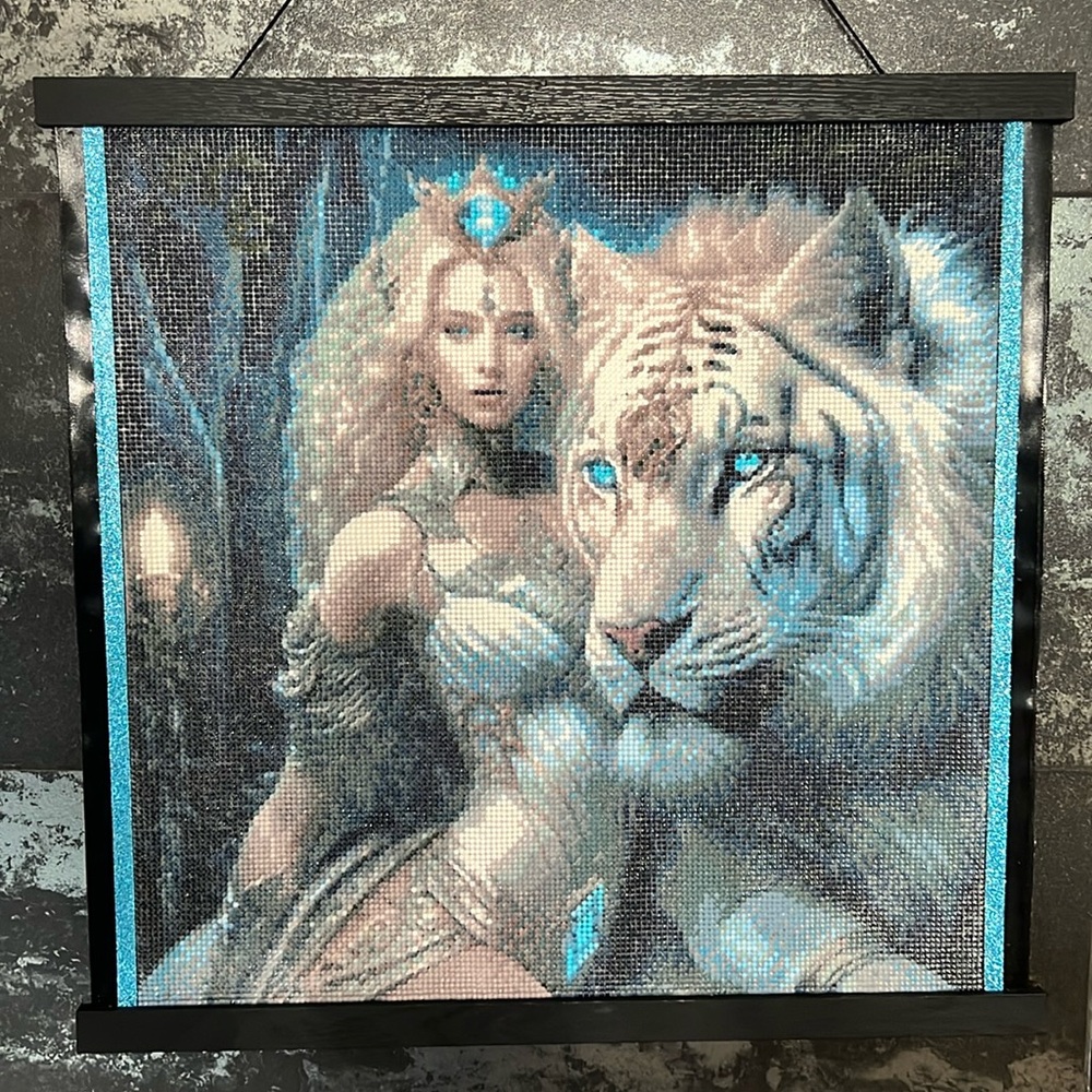 Custom Framed Art-Diamond Painting-Beauty with White Tiger